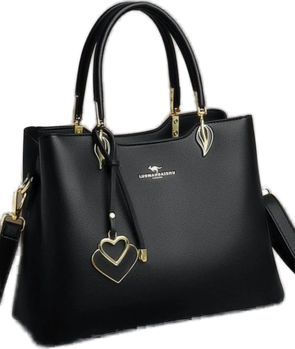 Black leather work tote with gold hardware
